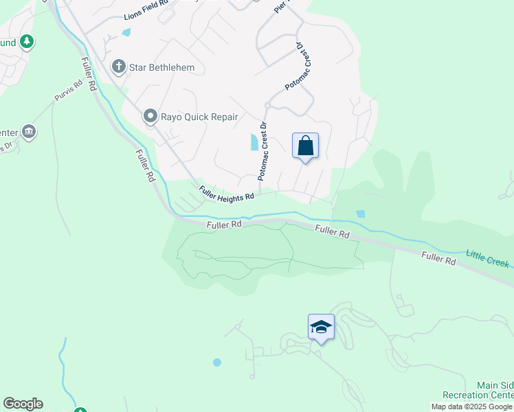 map of restaurants, bars, coffee shops, grocery stores, and more near 19256 Fuller Heights Road in Triangle