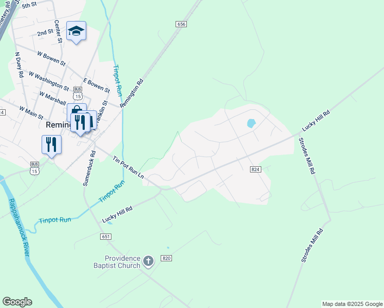 map of restaurants, bars, coffee shops, grocery stores, and more near 12202 Riverton Court in Remington