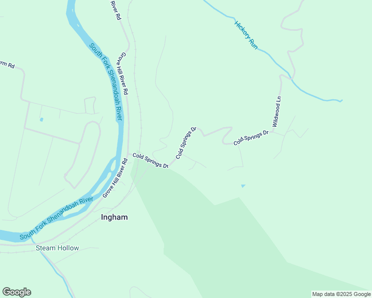 map of restaurants, bars, coffee shops, grocery stores, and more near 384 Cold Springs Drive in Shenandoah