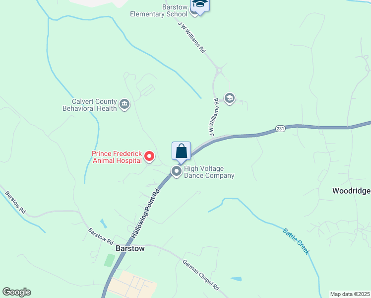 map of restaurants, bars, coffee shops, grocery stores, and more near 2345 Hallowing Point Rd in Prince Frederick