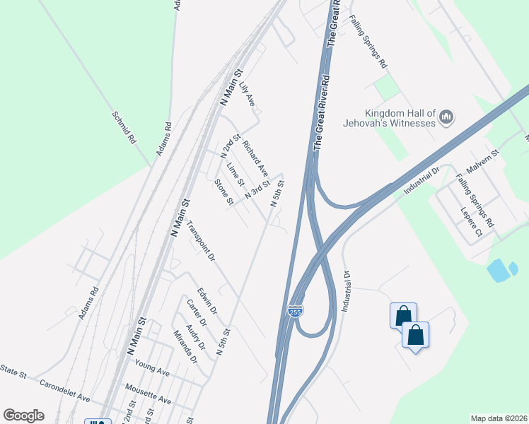 map of restaurants, bars, coffee shops, grocery stores, and more near 328 Lime Street in Dupo
