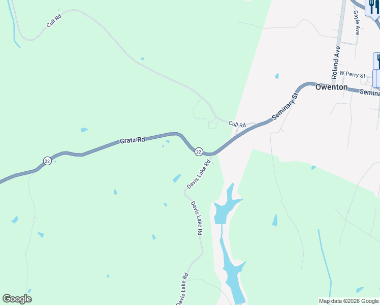 map of restaurants, bars, coffee shops, grocery stores, and more near 1075 Kentucky 22 in Owenton