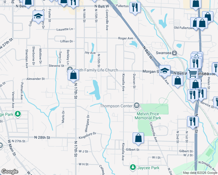 map of restaurants, bars, coffee shops, grocery stores, and more near 19 Englewood Drive in Belleville