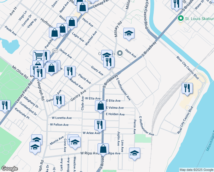 map of restaurants, bars, coffee shops, grocery stores, and more near in 
