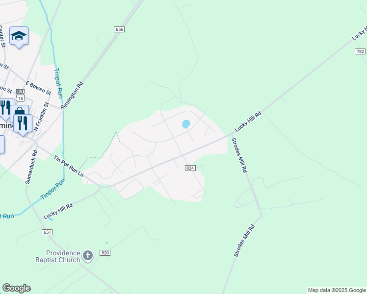 map of restaurants, bars, coffee shops, grocery stores, and more near 12243 Cedarwood Drive in Remington