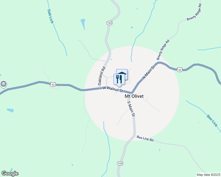 map of restaurants, bars, coffee shops, grocery stores, and more near West Walnut Street in Mount Olivet
