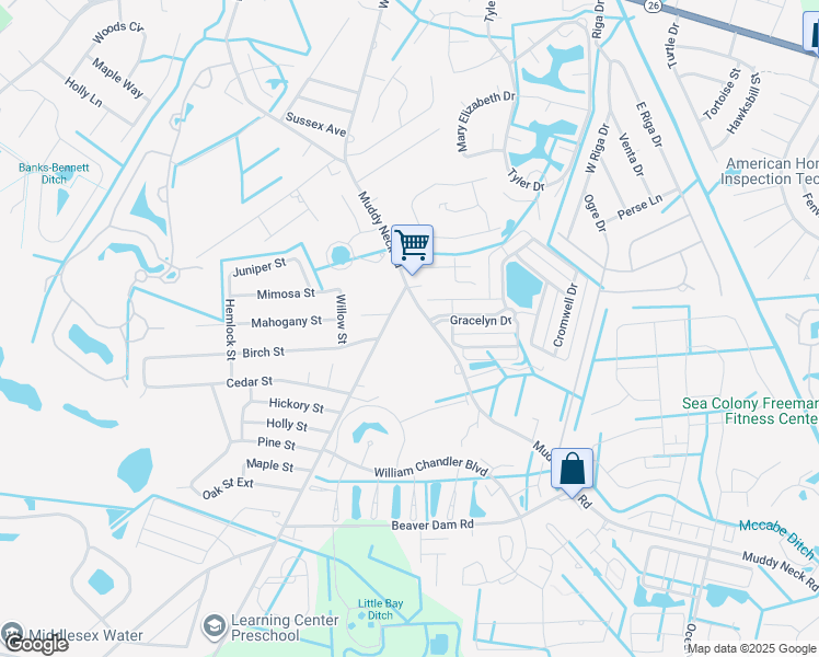 map of restaurants, bars, coffee shops, grocery stores, and more near 38040 Muddy Neck Road in Ocean View