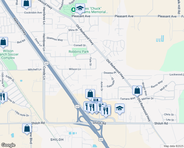 map of restaurants, bars, coffee shops, grocery stores, and more near 340 Wilson Lane in Windsor