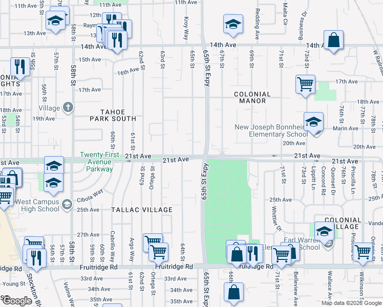 map of restaurants, bars, coffee shops, grocery stores, and more near in Sacramento