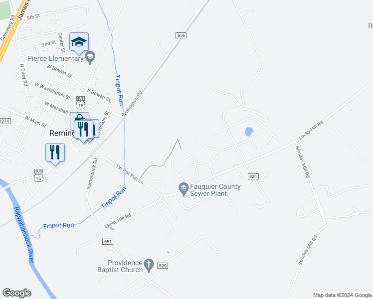 map of restaurants, bars, coffee shops, grocery stores, and more near 12187 Riverton Court in Remington