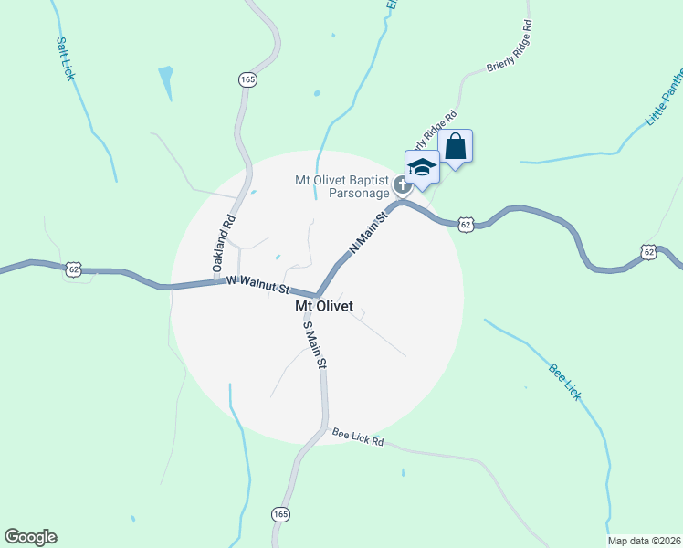 map of restaurants, bars, coffee shops, grocery stores, and more near 26 Court Street in Mount Olivet