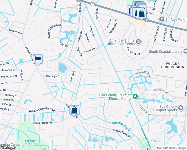 map of restaurants, bars, coffee shops, grocery stores, and more near 34170 Gooseberry Avenue in Ocean View