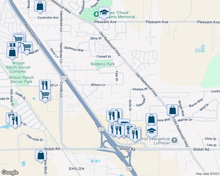 map of restaurants, bars, coffee shops, grocery stores, and more near 6506 Harmon Lane in Windsor
