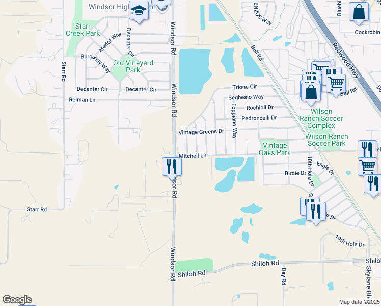map of restaurants, bars, coffee shops, grocery stores, and more near 8204 Trione Circle in Windsor