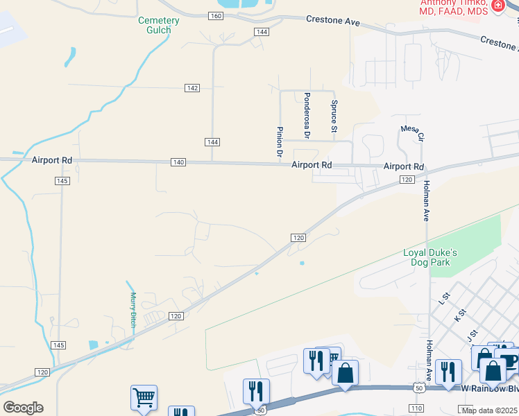 map of restaurants, bars, coffee shops, grocery stores, and more near 7990 County Road 140 in Salida