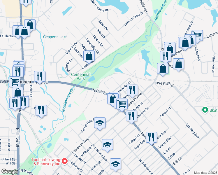 map of restaurants, bars, coffee shops, grocery stores, and more near 22 Rosehaven Drive in Belleville