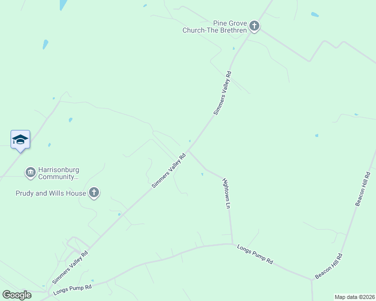 map of restaurants, bars, coffee shops, grocery stores, and more near 7164 Simmers Valley Road in Harrisonburg