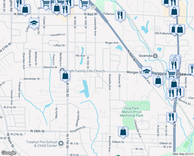 map of restaurants, bars, coffee shops, grocery stores, and more near 3 Englewood Drive in Belleville