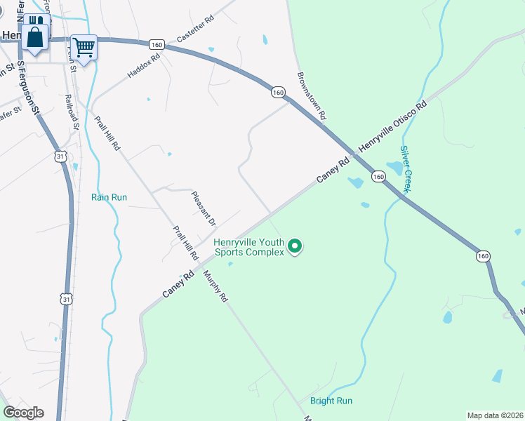 map of restaurants, bars, coffee shops, grocery stores, and more near 3719 Caney Road in Henryville