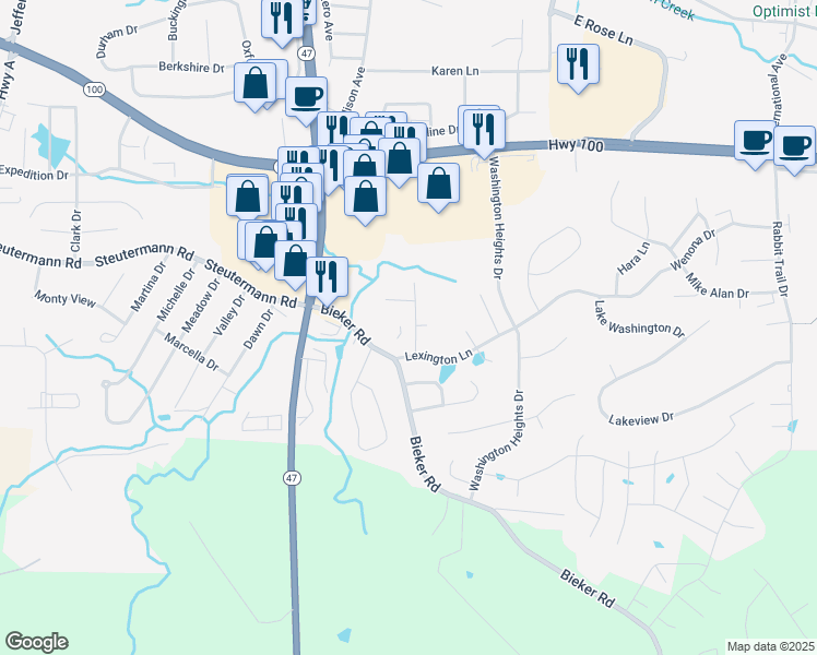 map of restaurants, bars, coffee shops, grocery stores, and more near 6 Brookshire Lane in Washington