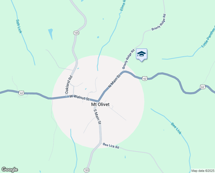 map of restaurants, bars, coffee shops, grocery stores, and more near 143 North Main Street in Mount Olivet