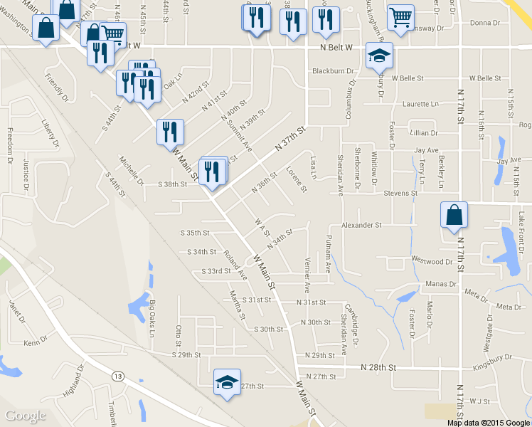 map of restaurants, bars, coffee shops, grocery stores, and more near 113 North 35th Street in Belleville