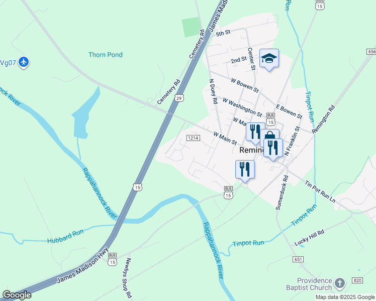 map of restaurants, bars, coffee shops, grocery stores, and more near 194 Wankoma Drive in Remington