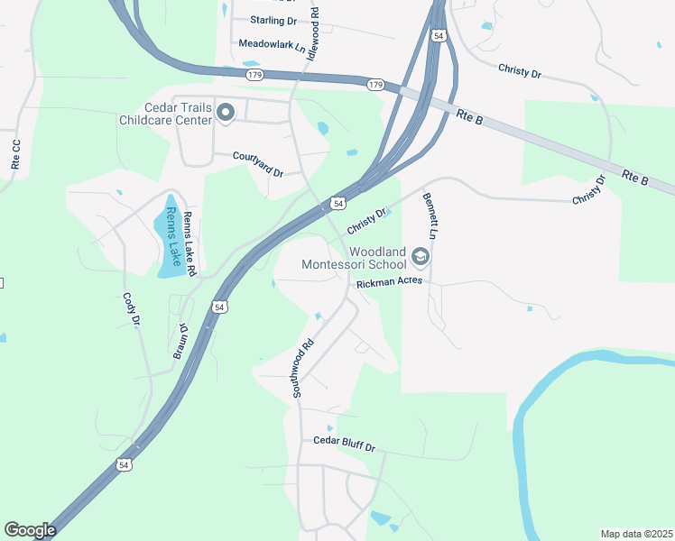map of restaurants, bars, coffee shops, grocery stores, and more near 2801 Southwood Hills Road in Jefferson City
