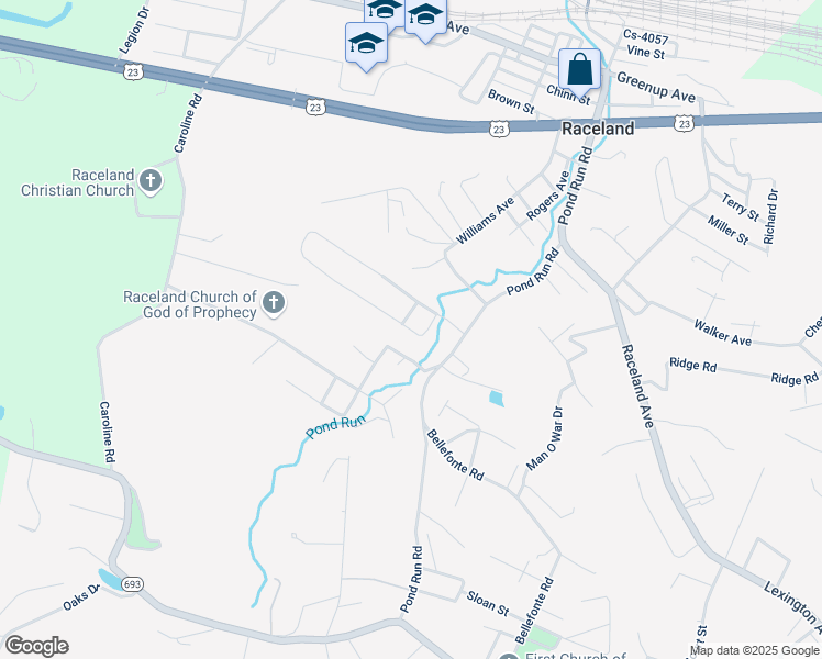 map of restaurants, bars, coffee shops, grocery stores, and more near 1276 Dillow Avenue in Raceland
