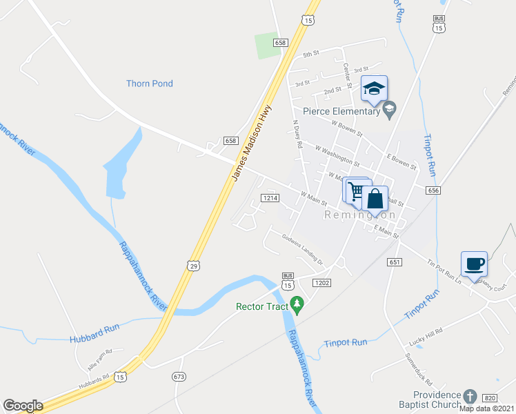 map of restaurants, bars, coffee shops, grocery stores, and more near 198 Wankoma Drive in Remington