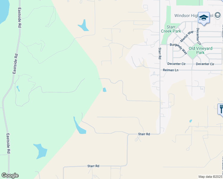 map of restaurants, bars, coffee shops, grocery stores, and more near 1900 Amber Ridge Way in Windsor