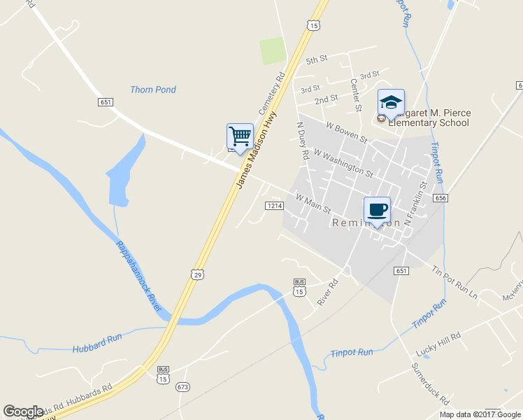 map of restaurants, bars, coffee shops, grocery stores, and more near 223 Wankoma Drive in Remington