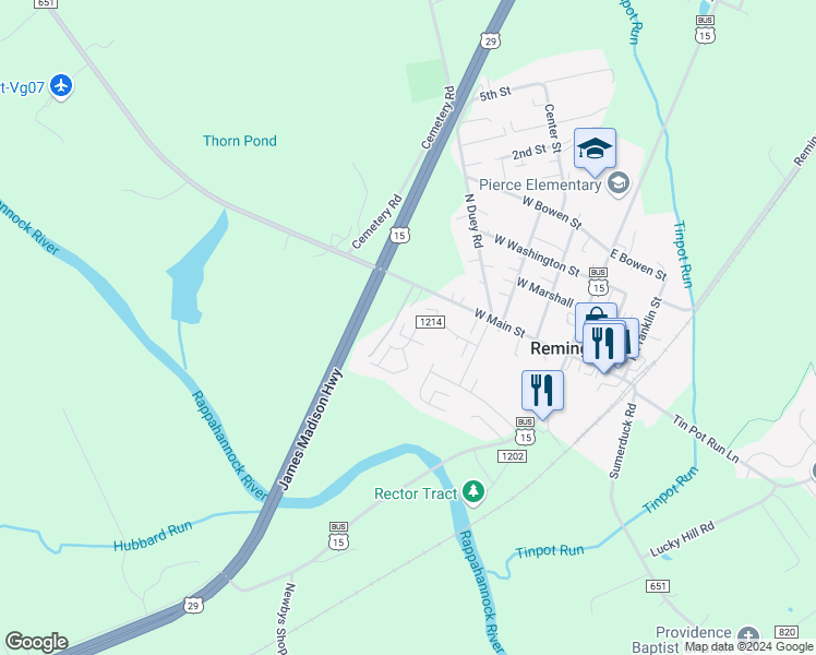 map of restaurants, bars, coffee shops, grocery stores, and more near 223 Wankoma Drive in Remington
