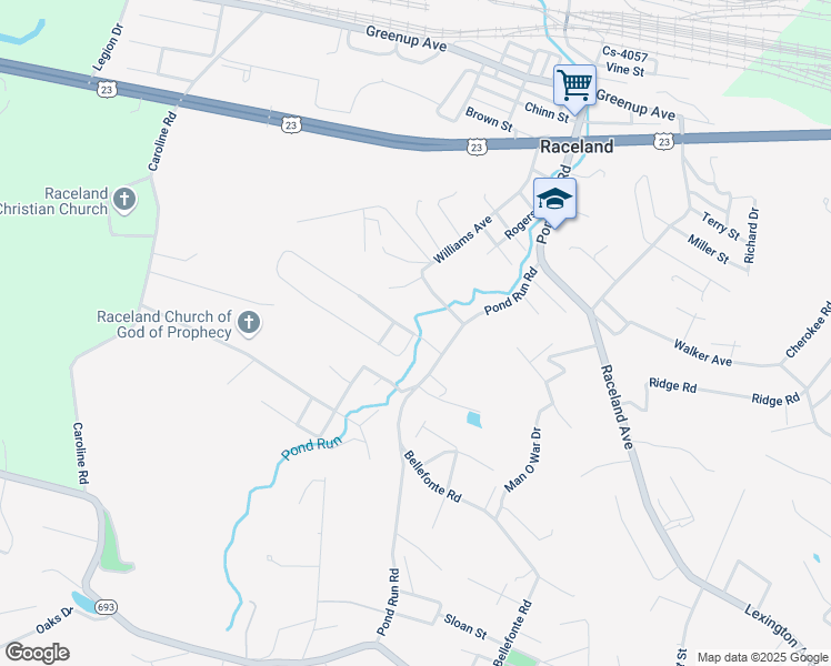 map of restaurants, bars, coffee shops, grocery stores, and more near 1276 Dillow Avenue in Raceland