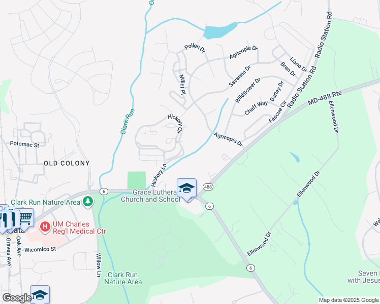 map of restaurants, bars, coffee shops, grocery stores, and more near 406 Hickory Circle in La Plata