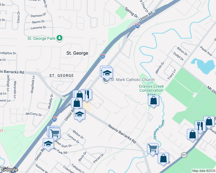 map of restaurants, bars, coffee shops, grocery stores, and more near 4230 Ripa Avenue in St. Louis