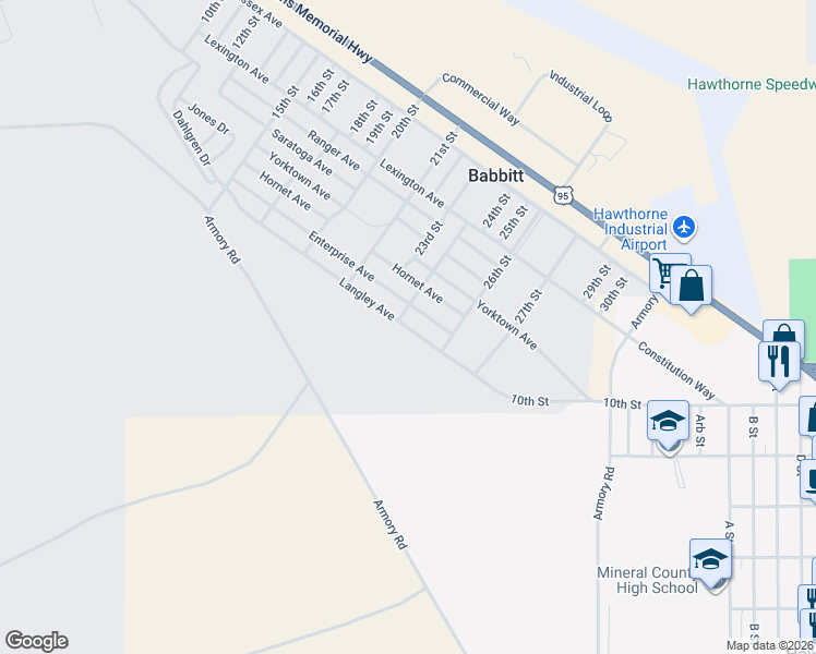 map of restaurants, bars, coffee shops, grocery stores, and more near in Hawthorne