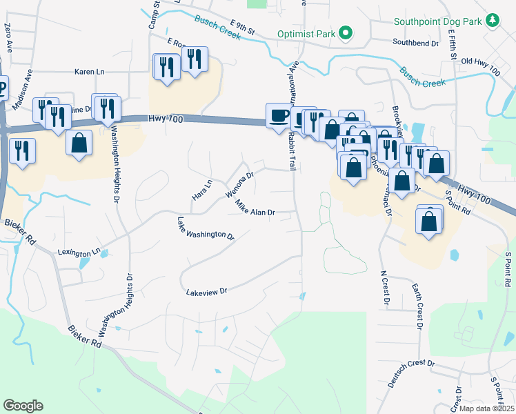 map of restaurants, bars, coffee shops, grocery stores, and more near 11 Rebecca Court in Washington