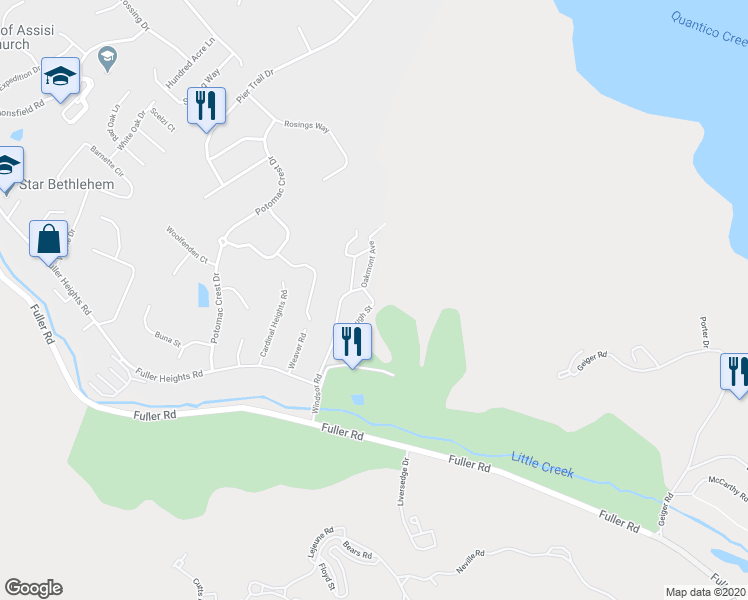 map of restaurants, bars, coffee shops, grocery stores, and more near 19203 Carborough St in Triangle