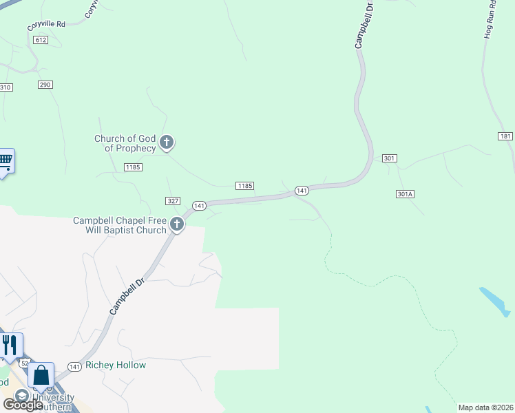 map of restaurants, bars, coffee shops, grocery stores, and more near 1820 Ohio 141 in Ironton