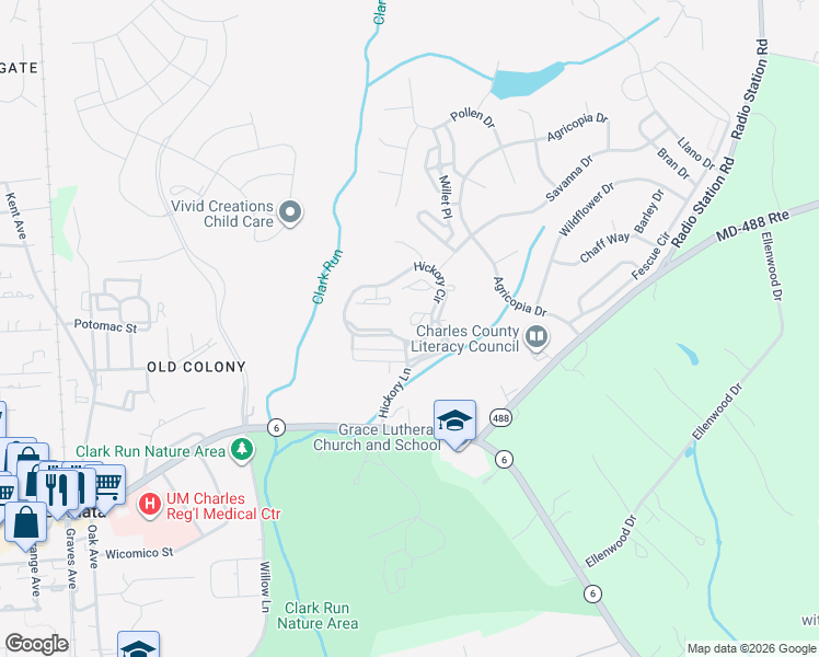 map of restaurants, bars, coffee shops, grocery stores, and more near 239 Heather Court in La Plata