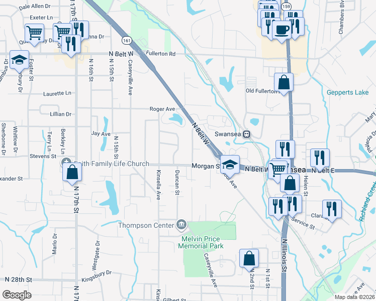map of restaurants, bars, coffee shops, grocery stores, and more near 27 Biltmore Terrace in Belleville