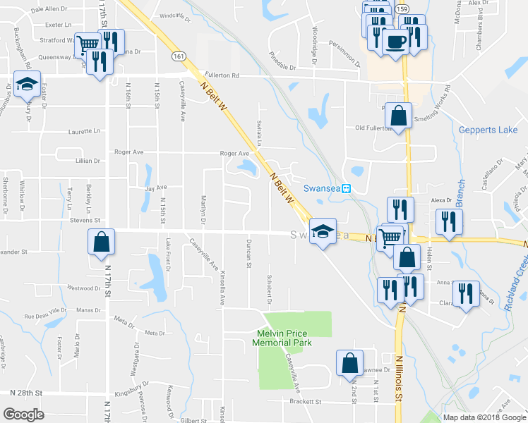 map of restaurants, bars, coffee shops, grocery stores, and more near 27 Biltmore Terrace in Belleville