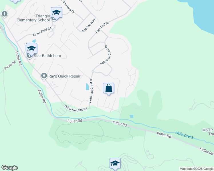 map of restaurants, bars, coffee shops, grocery stores, and more near 19206 Cardinal Heights Road in Triangle