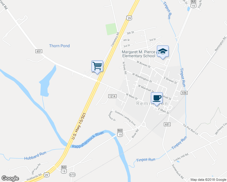 map of restaurants, bars, coffee shops, grocery stores, and more near 152 Wankoma Drive in Remington