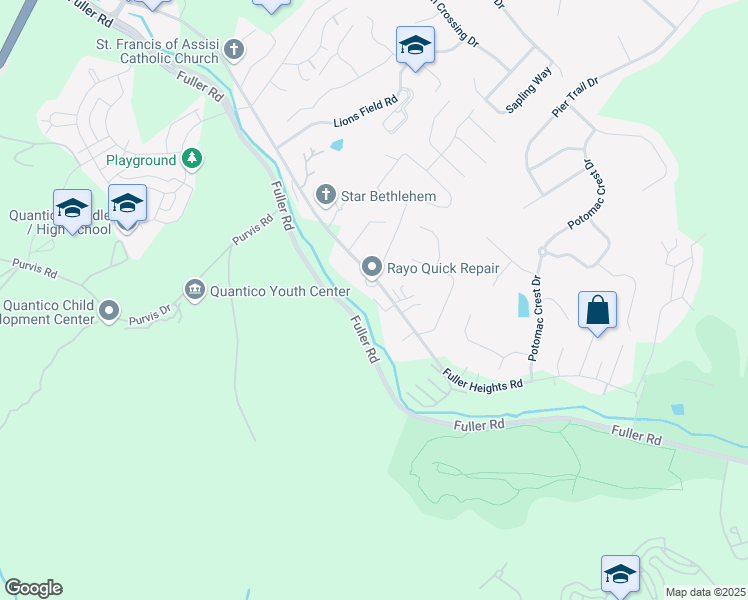 map of restaurants, bars, coffee shops, grocery stores, and more near 3604 Quantico Terrace Drive in Triangle