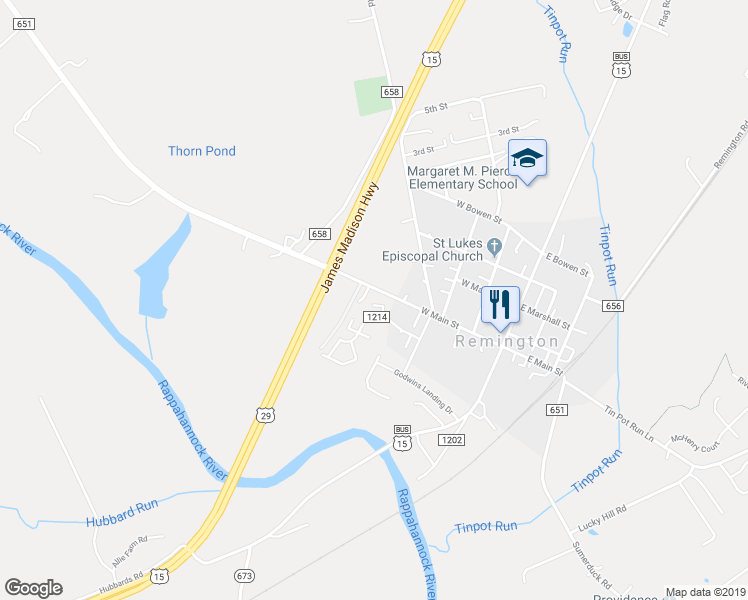 map of restaurants, bars, coffee shops, grocery stores, and more near 155 Wankoma Drive in Remington