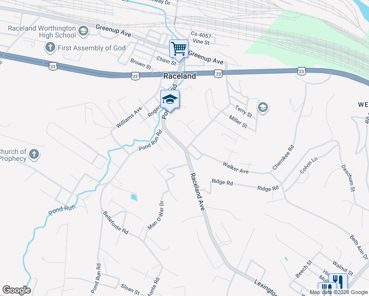 map of restaurants, bars, coffee shops, grocery stores, and more near 833 Raceland Ave in Raceland