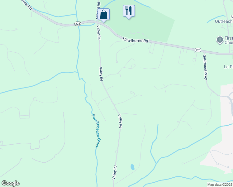 map of restaurants, bars, coffee shops, grocery stores, and more near 6450 Valley Road in La Plata