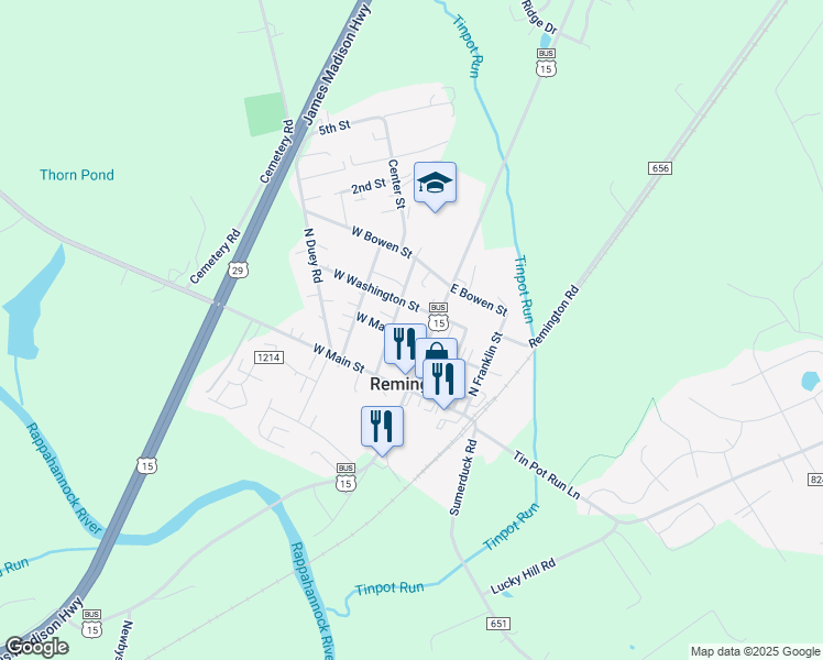 map of restaurants, bars, coffee shops, grocery stores, and more near 103 West Marshall Street in Remington